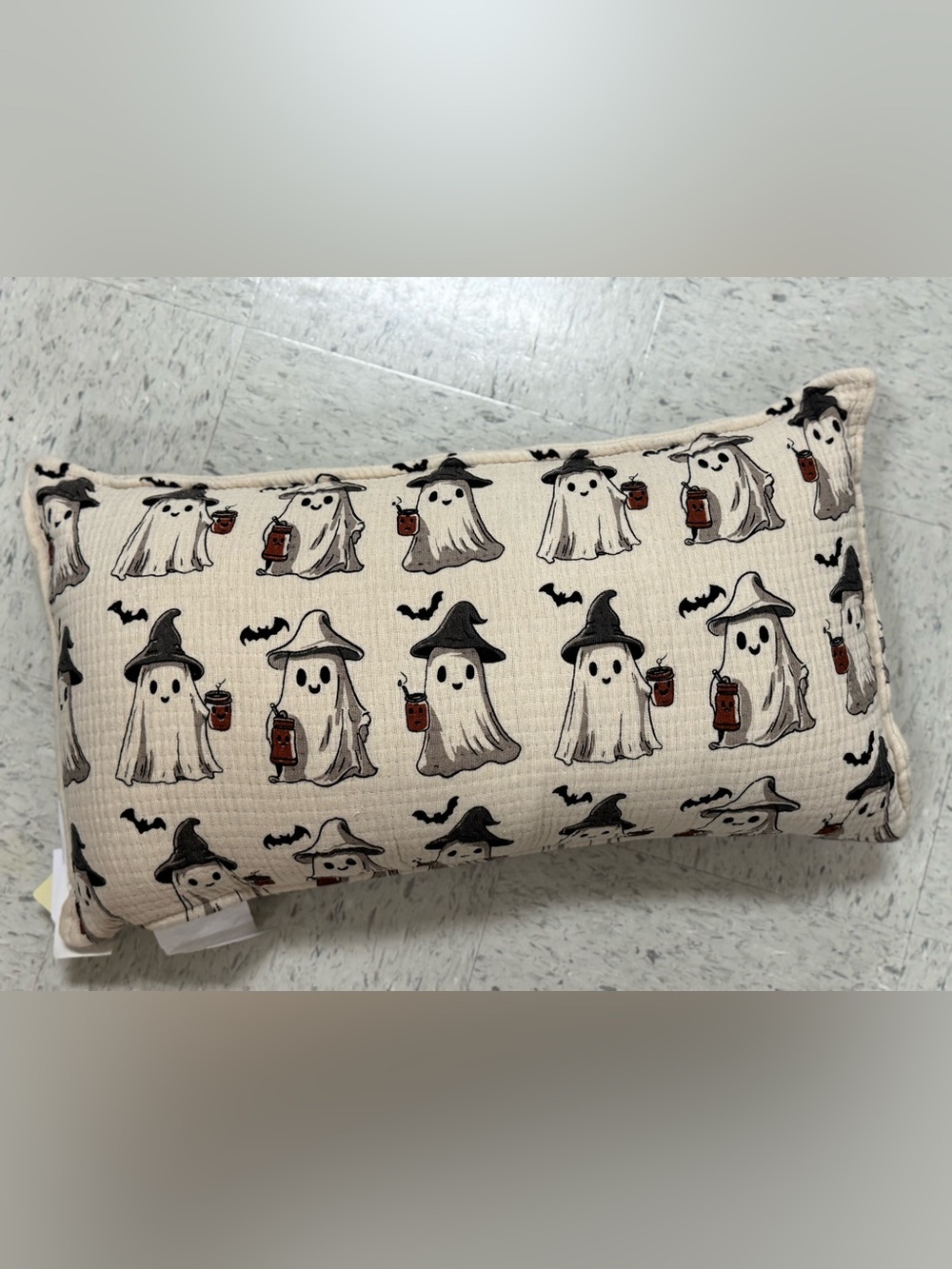 Isaac Mizrahi Beige and Black Ghost Print Decorative Pillow